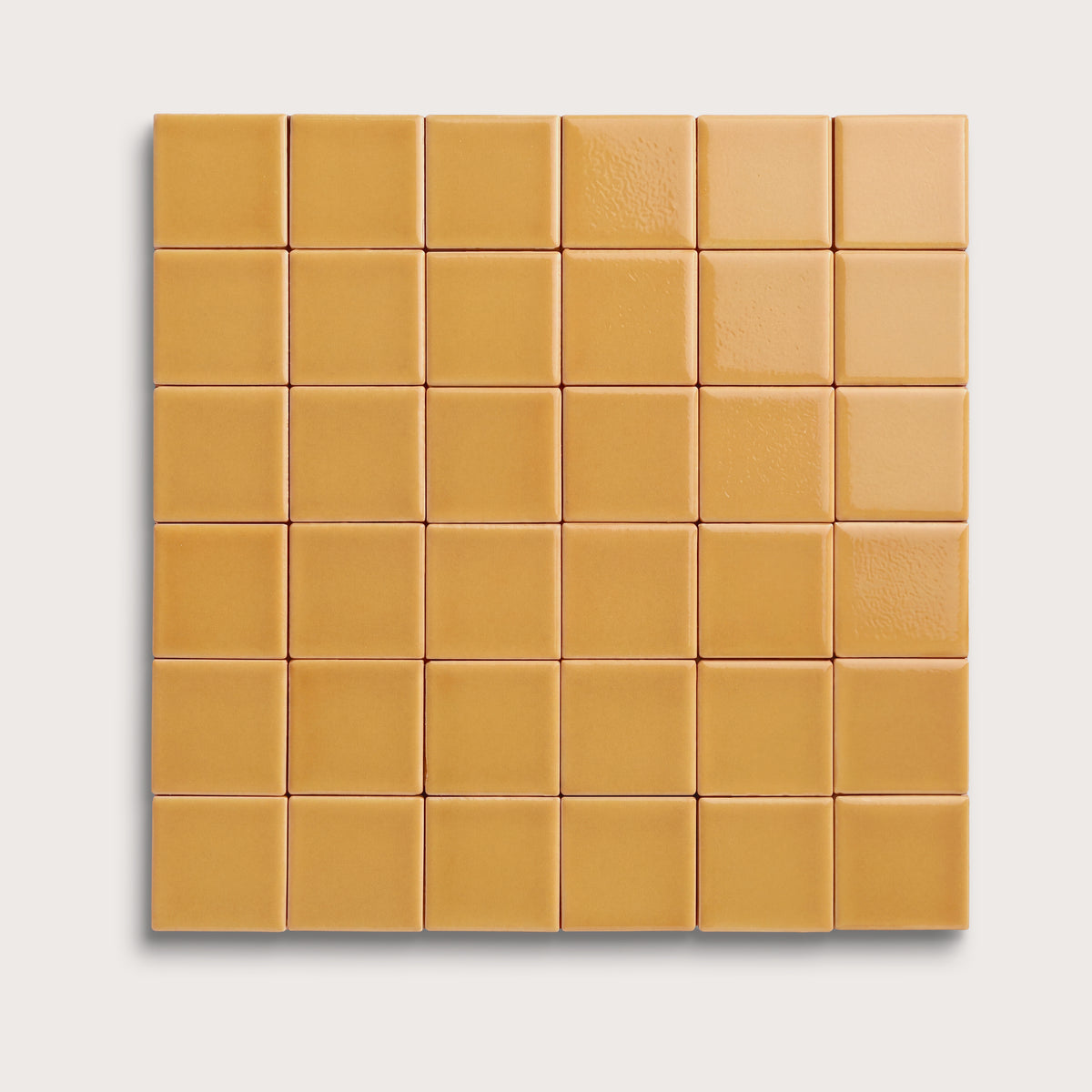 Gambol Gold ceramic tile, 2 by 2 inch mosaic, gloss finish