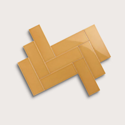 Gambol Gold ceramic tile, 4 by 12 inches, gloss finish