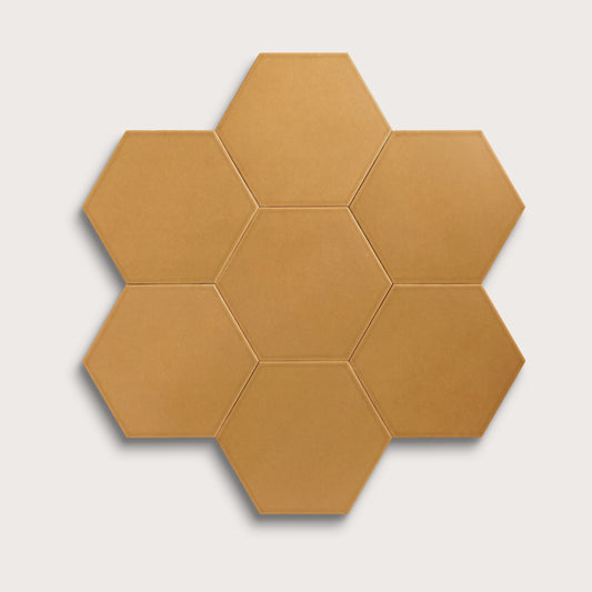 Gambol Gold ceramic tile, 8 inch hex, matte finish