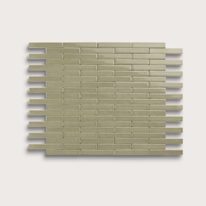 Ghetty Green ceramic tile, 1 by 6 inch subway mosaic, gloss finish