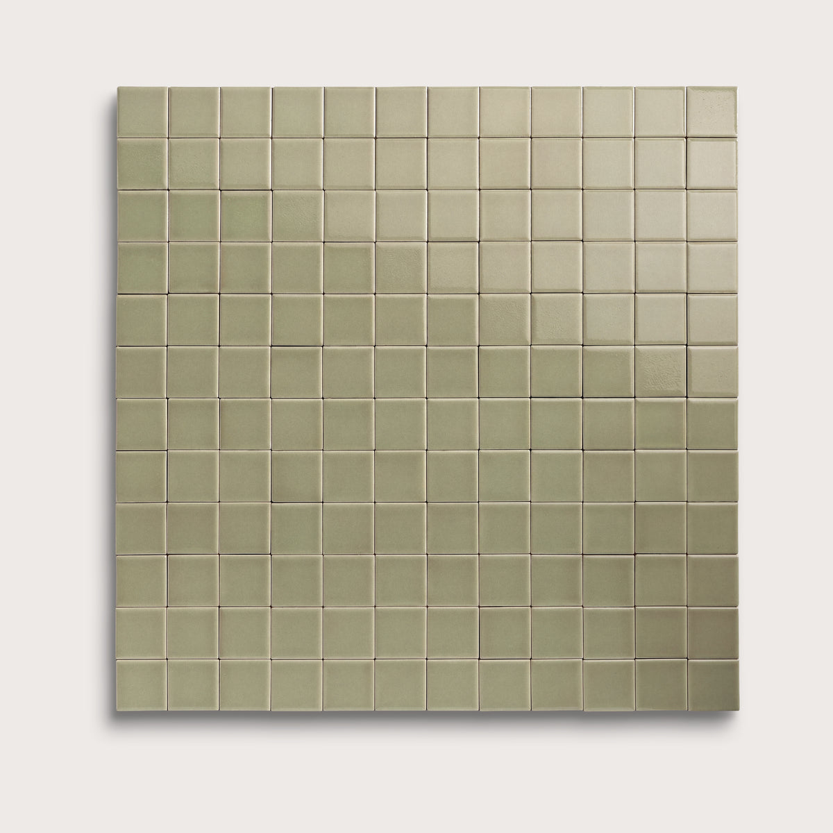 Ghetty Green ceramic tile, 2 by 2 inch mosaic, gloss finish