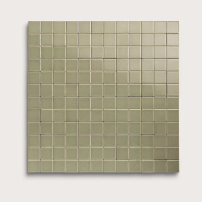 Ghetty Green ceramic tile, 2 by 2 inch mosaic, gloss finish