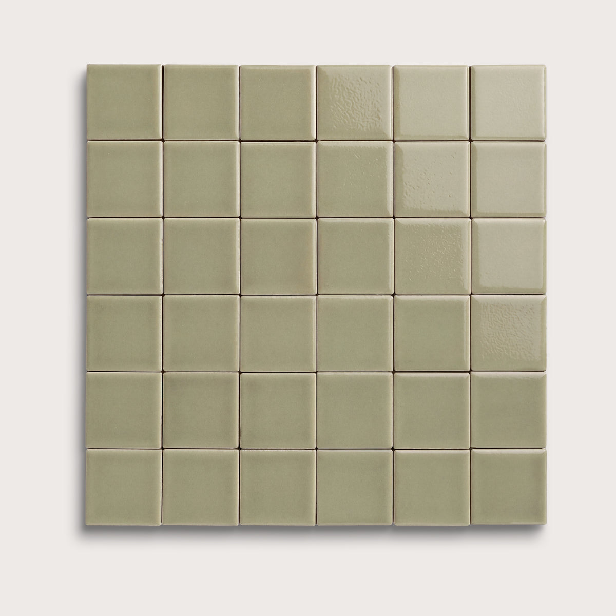 Ghetty Green ceramic tile, 2 by 2 inch mosaic, gloss finish