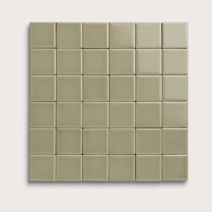 Ghetty Green ceramic tile, 2 by 2 inch mosaic, gloss finish