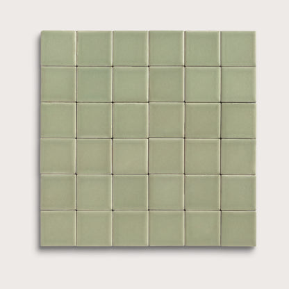 Ghetty Green ceramic tile, 2 by 2 inch mosaic, matte finish