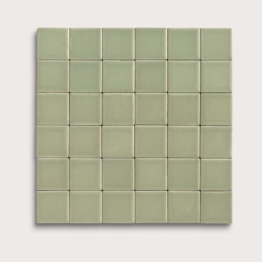 Ghetty Green ceramic tile, 2 by 2 inch mosaic, matte finish