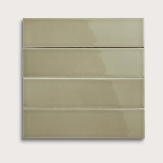 Ghetty Green ceramic tile, 3 by 12 inches, gloss finish