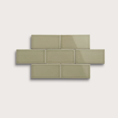 Ghetty Green ceramic tile, 3 by 6 inches, gloss finish