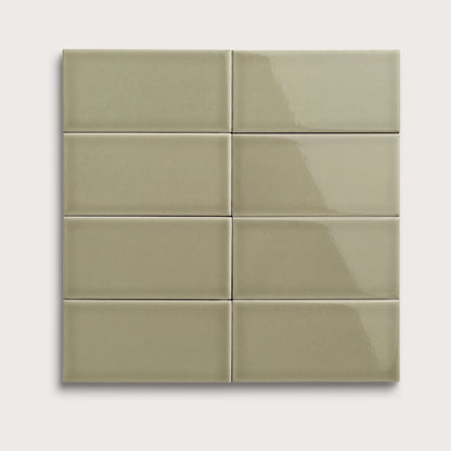 Ghetty Green ceramic tile, 3 by 6 inches, gloss finish