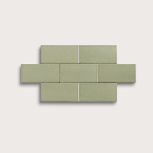 Ghetty Green ceramic tile, 3 by 6 inches, matte finish