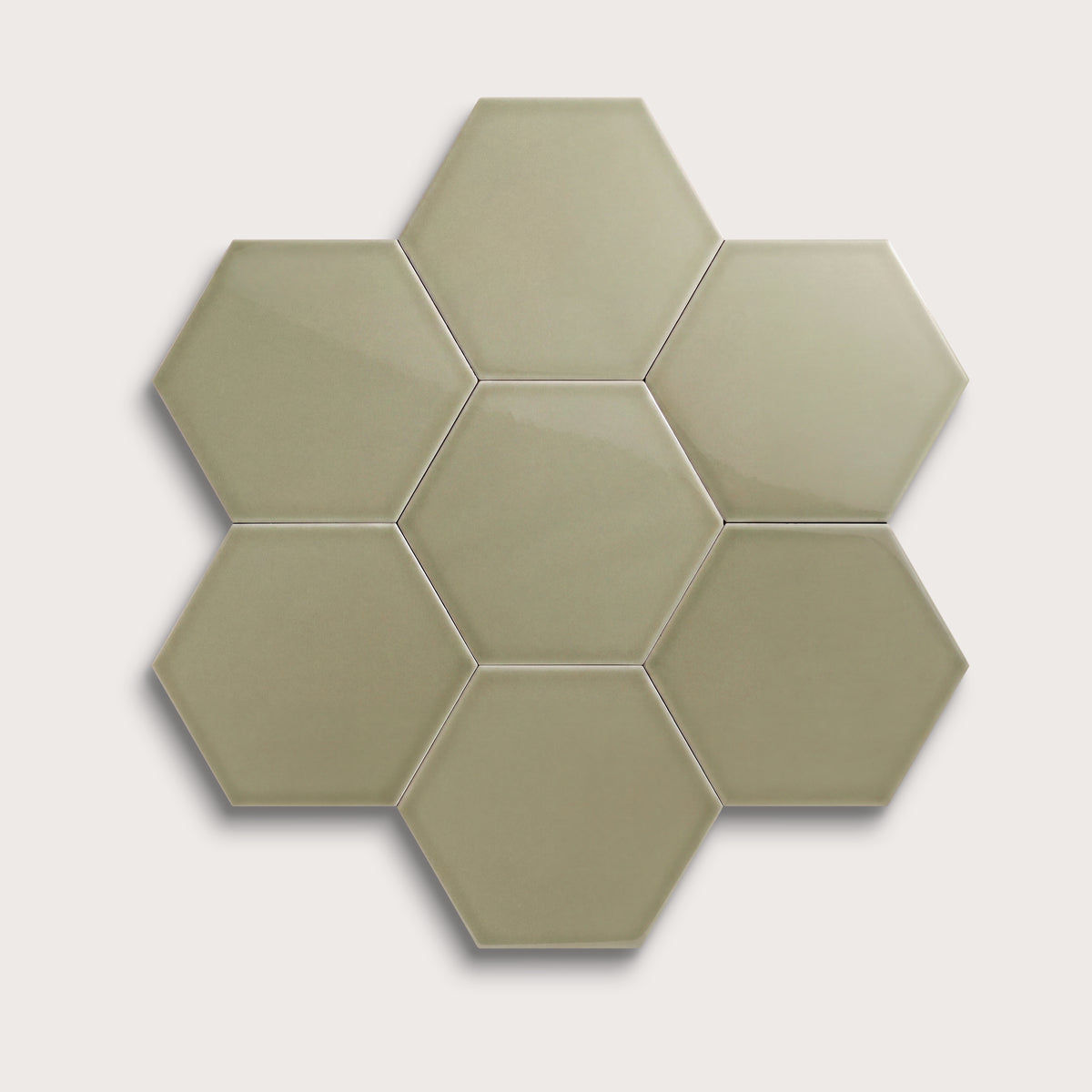 Ghetty Green ceramic tile, 8 inch hex, gloss finish