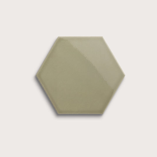 Ghetty Green ceramic tile, 8 inch hex, gloss finish
