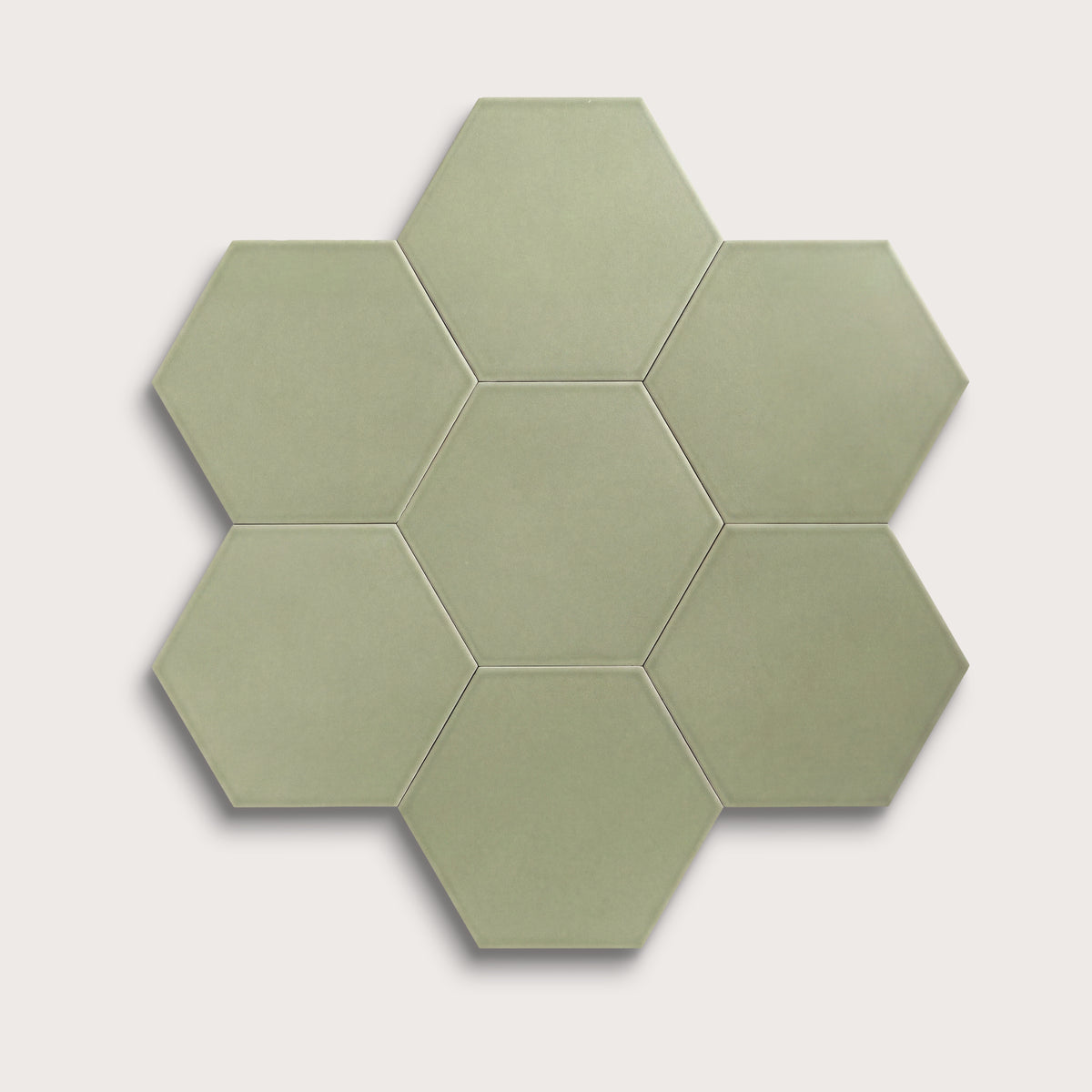 Ghetty Green ceramic tile, 8 inch hex, matte finish