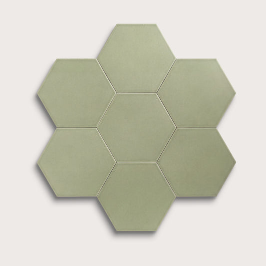 Ghetty Green ceramic tile, 8 inch hex, matte finish