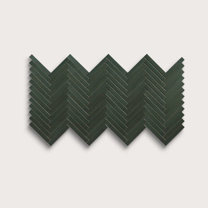 Green River ceramic tile, 1 by 6 inch herringbone mosaic, matte finish