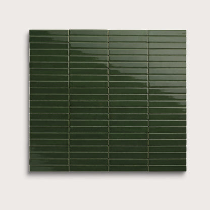 Green River ceramic tile, 1 by 6 inch stacked mosaic, gloss finish