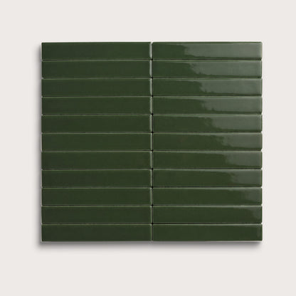 Green River ceramic tile, 1 by 6 inch stacked mosaic, gloss finish