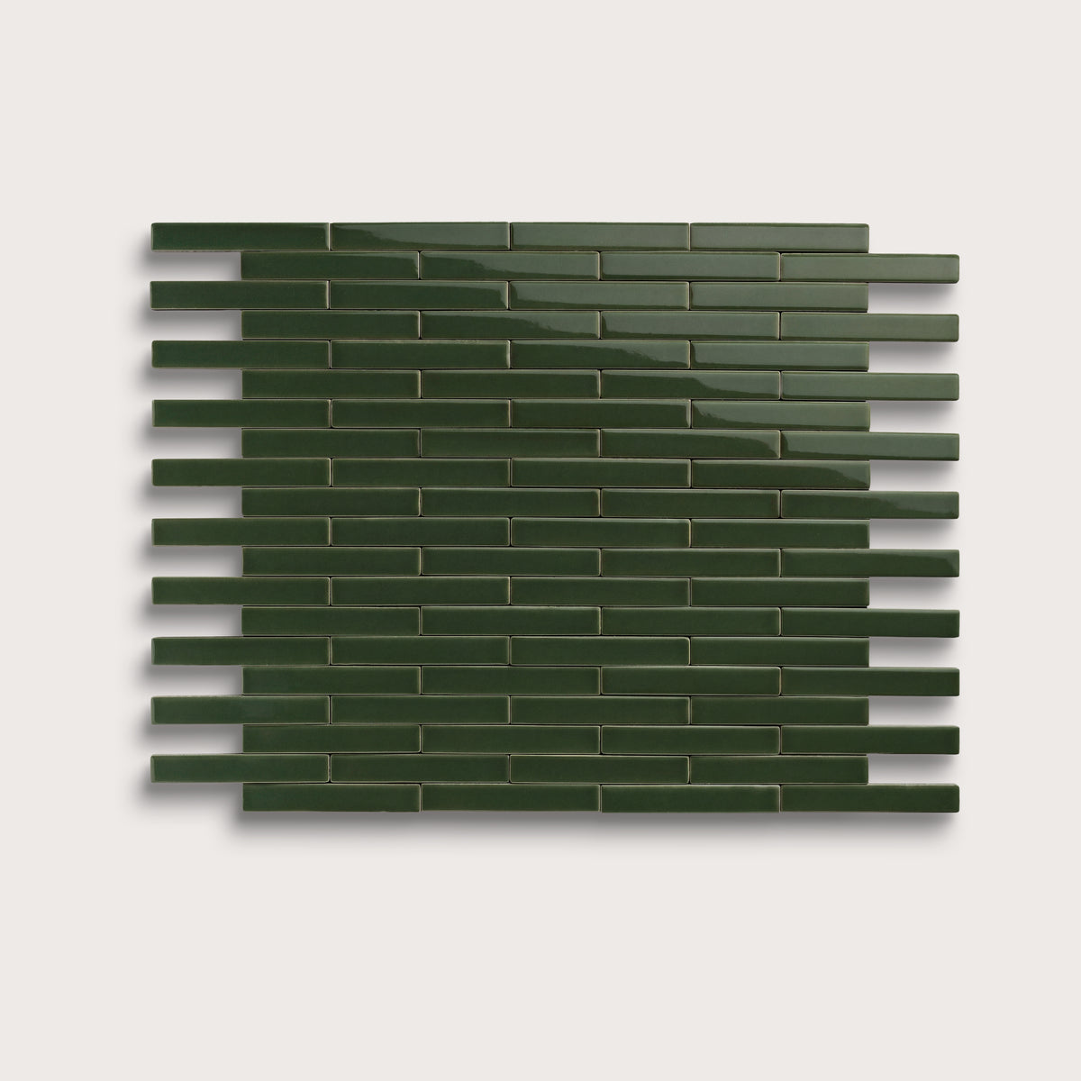 Green River ceramic tile, 1 by 6 inch subway mosaic, gloss finish