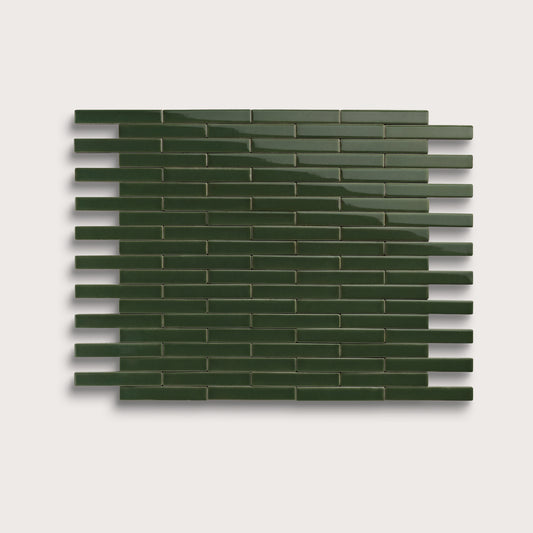 Green River ceramic tile, 1 by 6 inch subway mosaic, gloss finish
