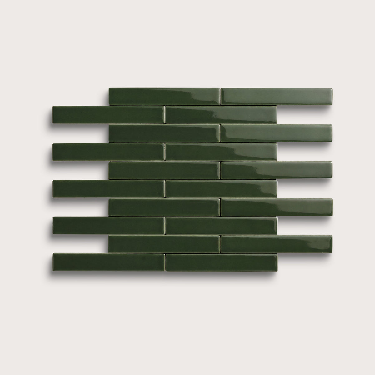 Green River ceramic tile, 1 by 6 inch subway mosaic, gloss finish