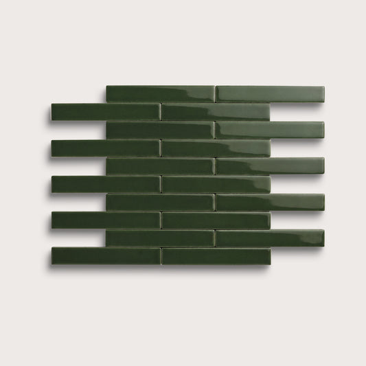 Green River ceramic tile, 1 by 6 inch subway mosaic, gloss finish