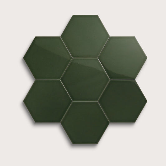 Green River ceramic tile, 8 inch hex, gloss finish