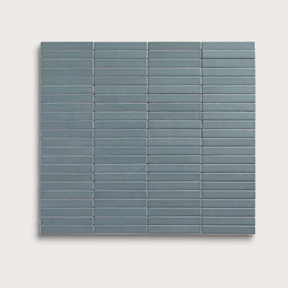 Grey Street ceramic tile, 1 by 6 inch stacked mosaic, matte finish