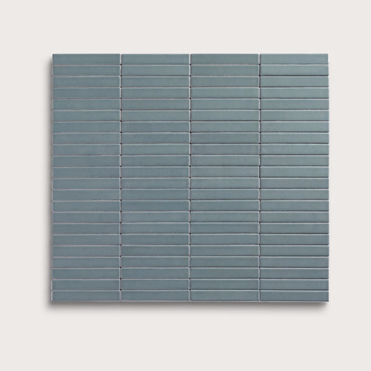 Grey Street ceramic tile, 1 by 6 inch stacked mosaic, matte finish