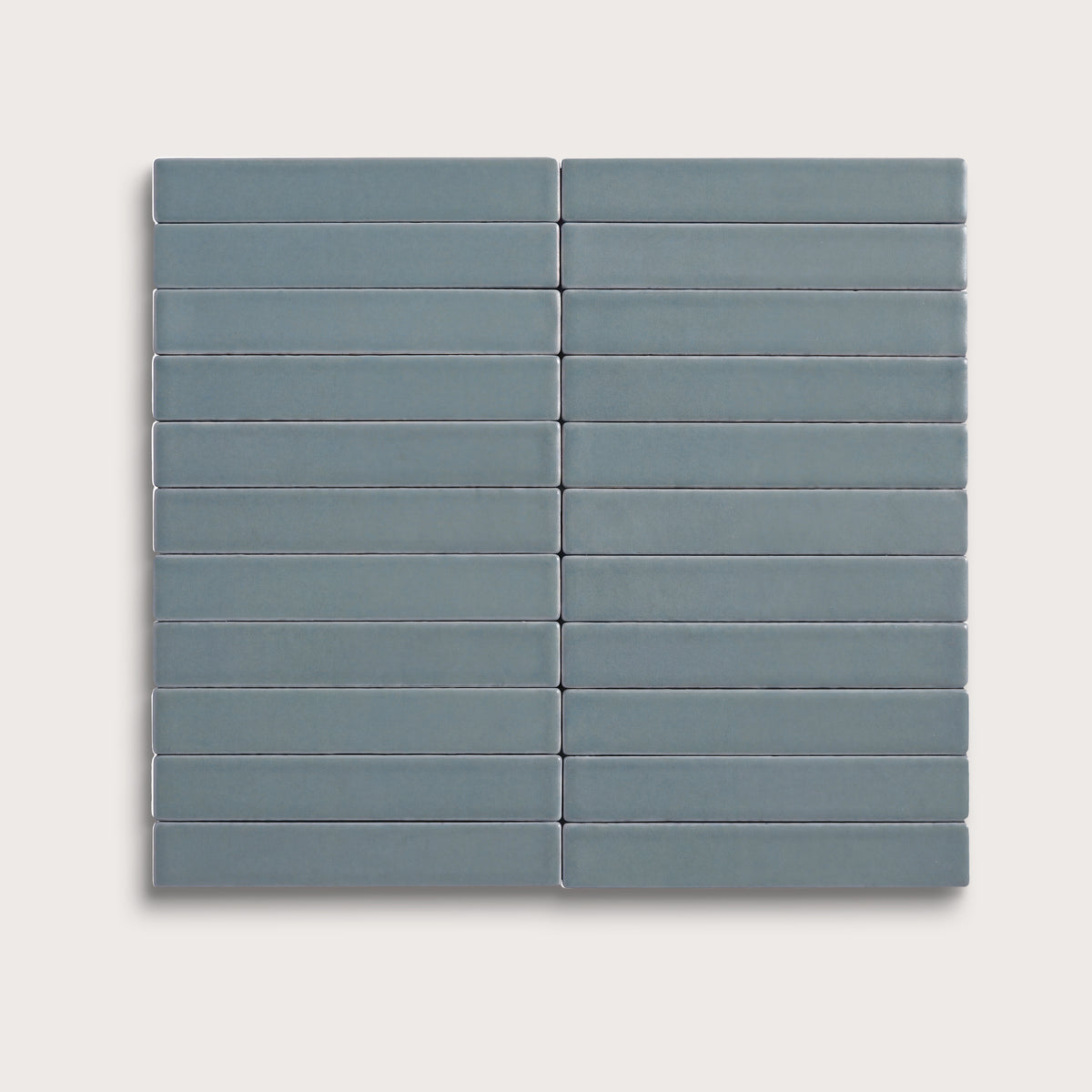 Grey Street ceramic tile, 1 by 6 inch stacked mosaic, matte finish