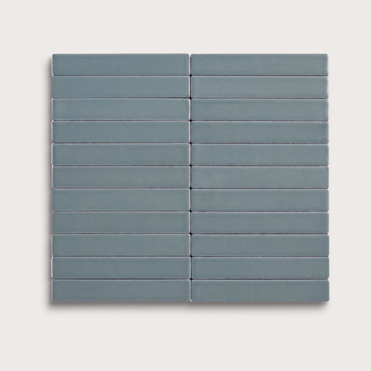 Grey Street ceramic tile, 1 by 6 inch stacked mosaic, matte finish
