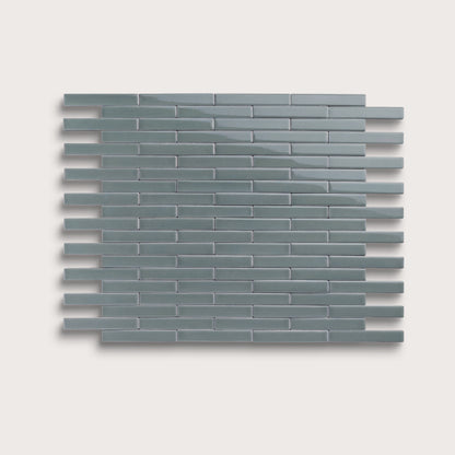 Grey Street ceramic tile, 1 by 6 inch subway mosaic, gloss finish