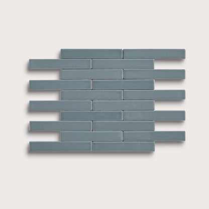 Grey Street ceramic tile, 1 by 6 inch subway mosaic, matte finish