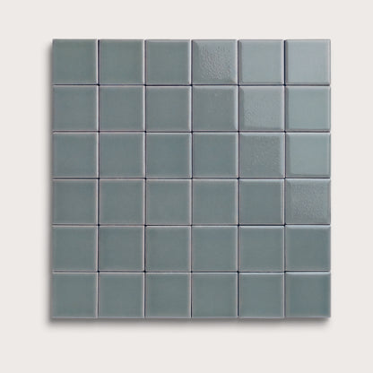 Grey Street ceramic tile, 2 by 2 inch mosaic, gloss finish