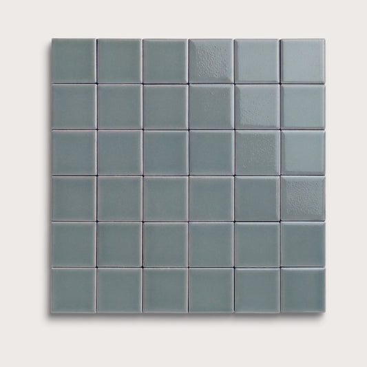 Grey Street ceramic tile, 2 by 2 inch mosaic, gloss finish
