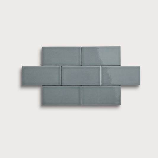Grey Street ceramic tile, 3 by 6 inches, gloss finish