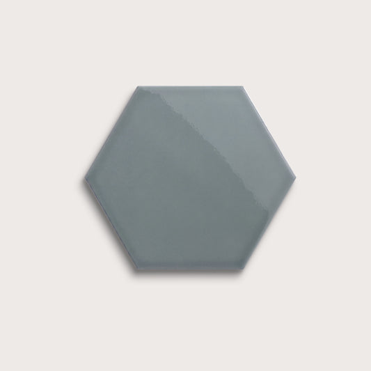 Grey Street ceramic tile, 8 inch hex, gloss finish