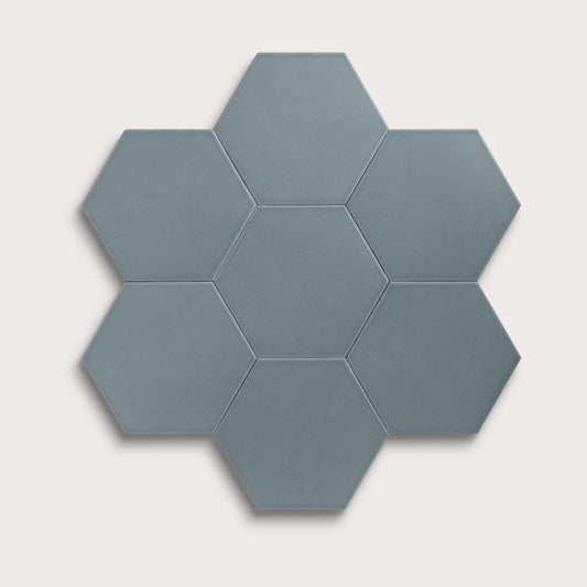 Grey Street ceramic tile, 8 inch hex, matte finish