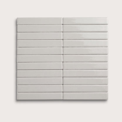 Haze ceramic tile, 1 by 6 inch stacked mosaic, gloss finish