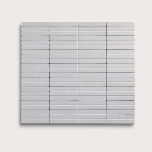 Haze ceramic tile, 1 by 6 inch stacked mosaic, matte finish