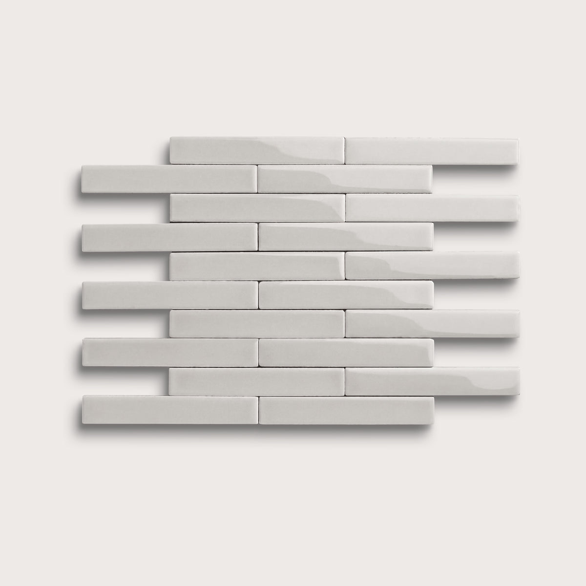 Haze ceramic tile, 1 by 6 inch subway mosaic, gloss finish