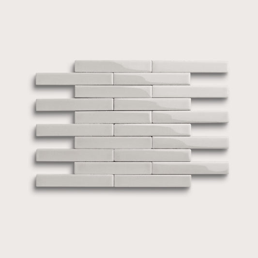 Haze ceramic tile, 1 by 6 inch subway mosaic, gloss finish