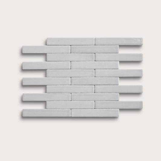 Haze ceramic tile, 1 by 6 inch subway mosaic, matte finish