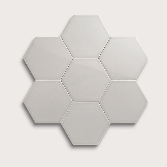 Haze ceramic tile, 8 inch hex, gloss finish
