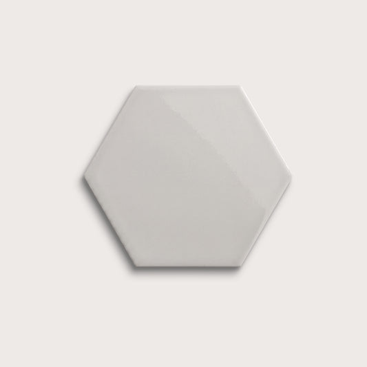 Haze ceramic tile, 8 inch hex, gloss finish