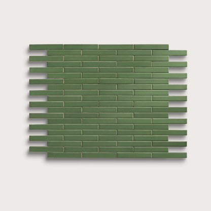 Kale ceramic tile, 1 by 6 inch subway mosaic, matte finish