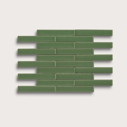 Kale ceramic tile, 1 by 6 inch subway mosaic, matte finish