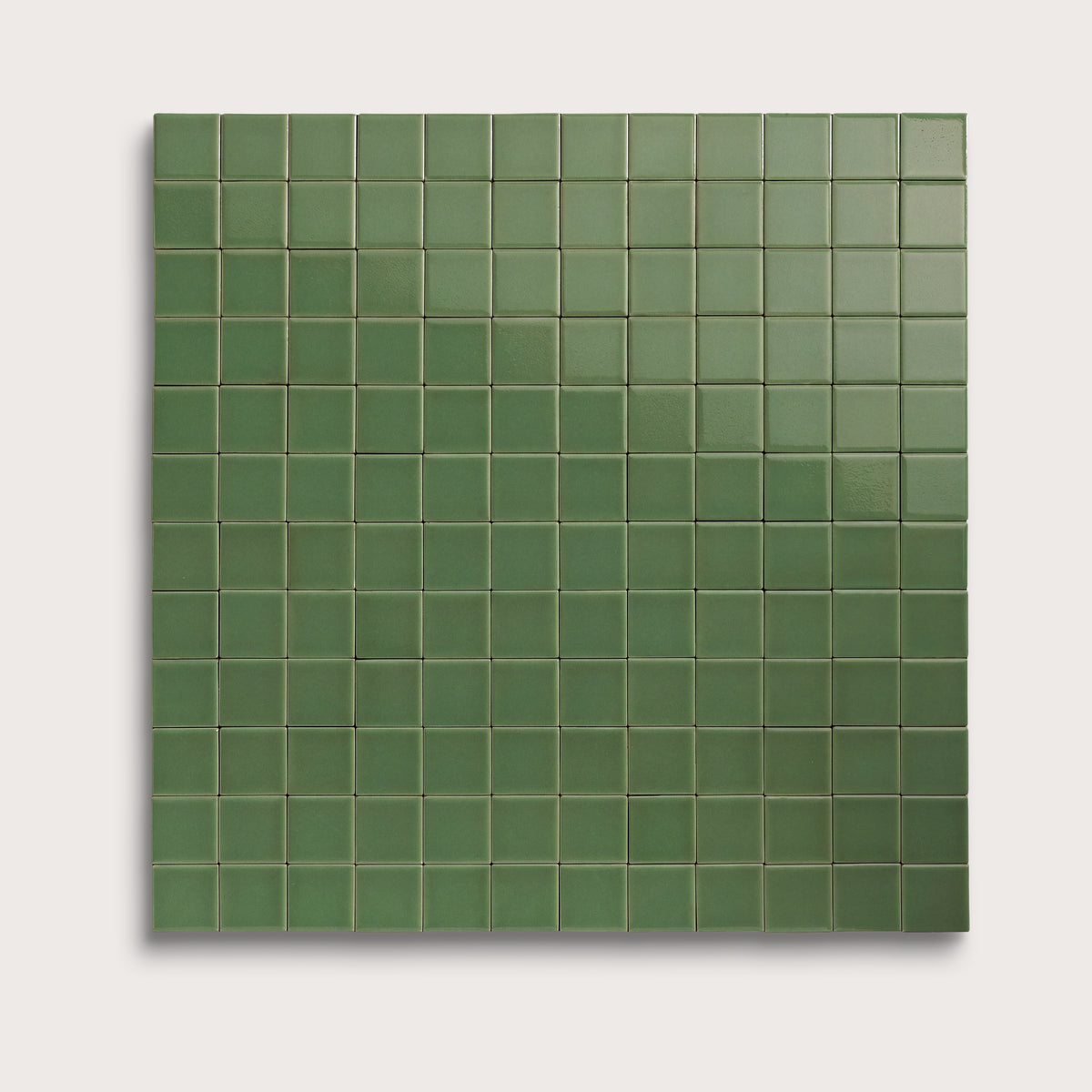 Kale ceramic tile, 2 by 2 inch mosaic, gloss finish