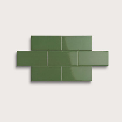 Kale ceramic tile, 2 by 4 inches, gloss finish