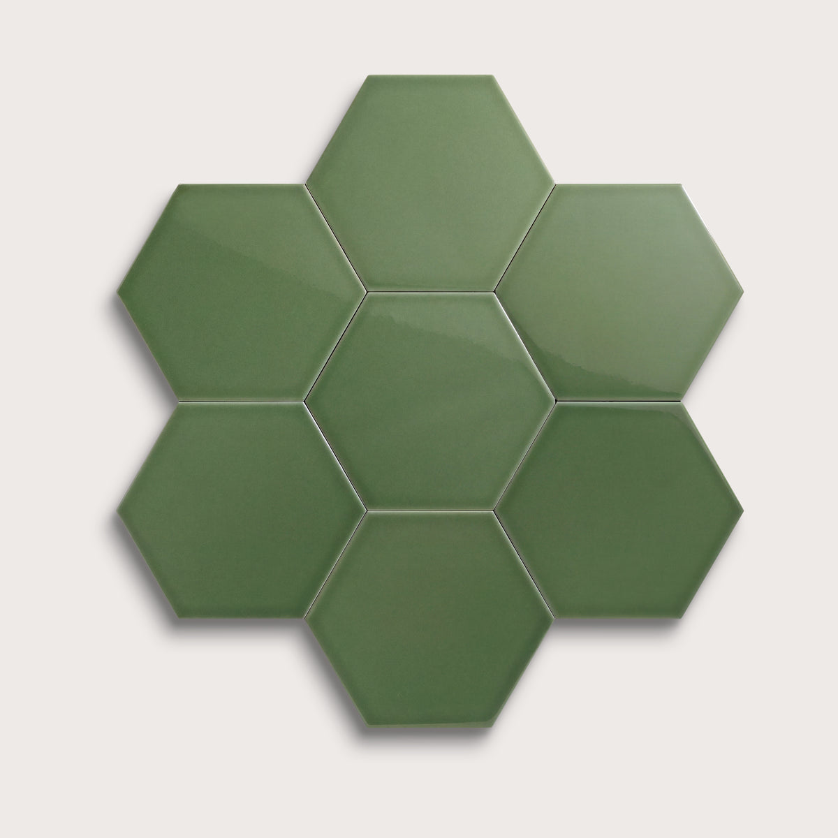 Kale ceramic tile, 8 inch hex, gloss finish