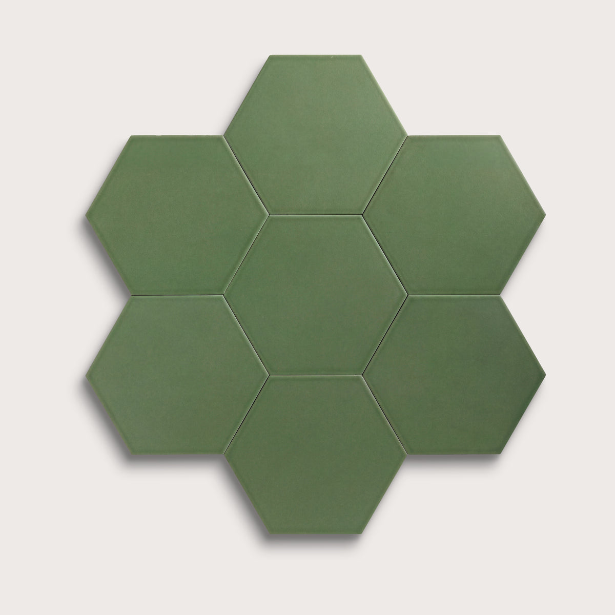 Kale ceramic tile, 8 inch hex, matte finish